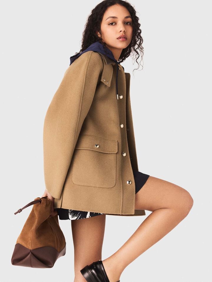 Cappotto lana cappuccio rimovibile