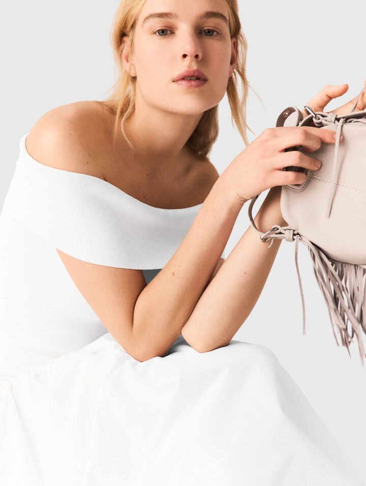 Top scollo bardot in maglia a coste