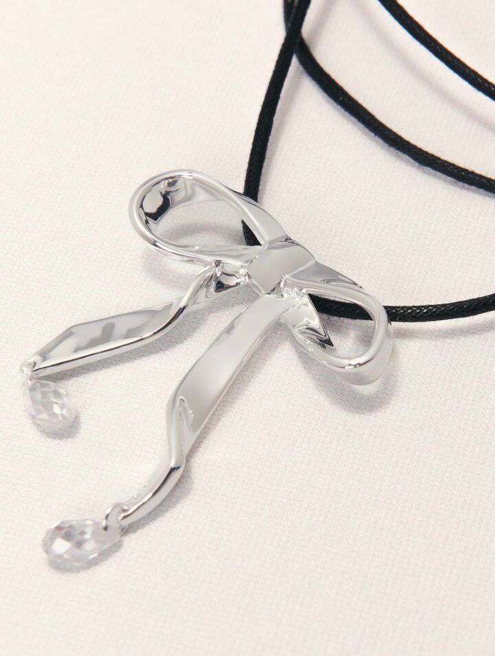 Collana fiocco argentato da legare