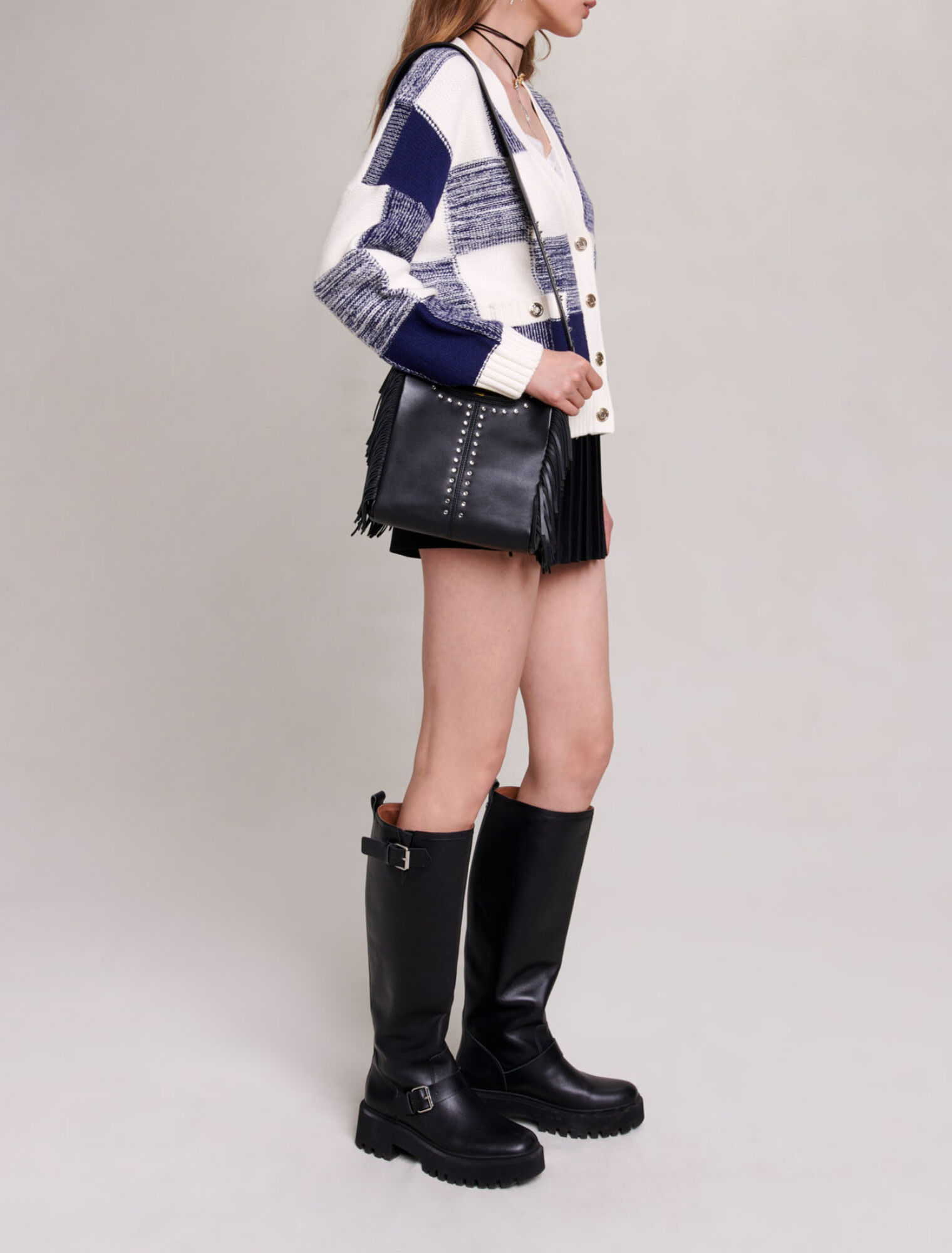 Cardigan in maglia a quadri