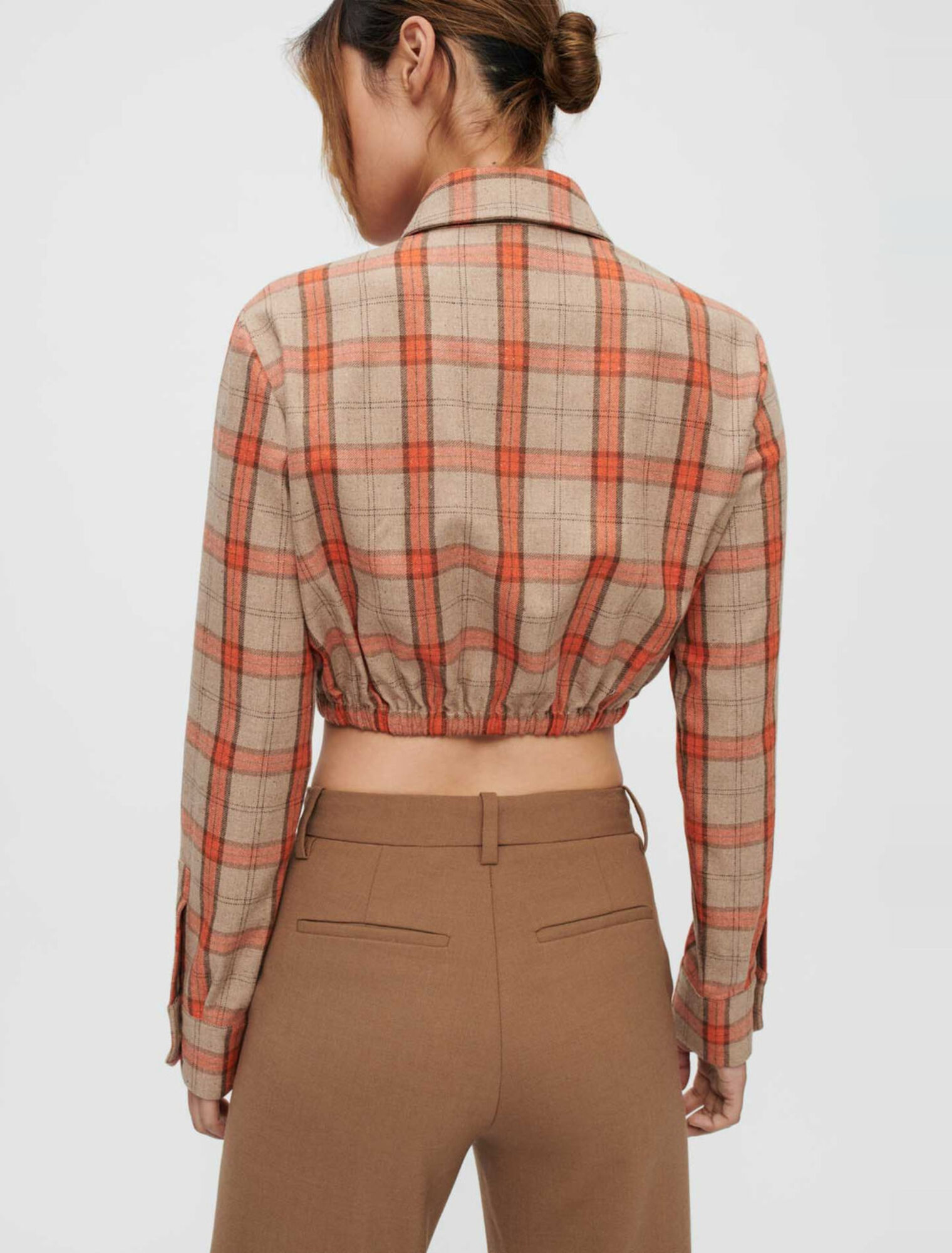 Camicia a quadri cammello e arancione