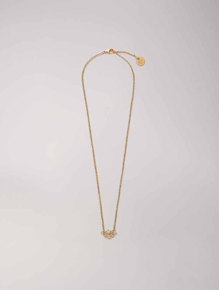 Collana dorata con strass