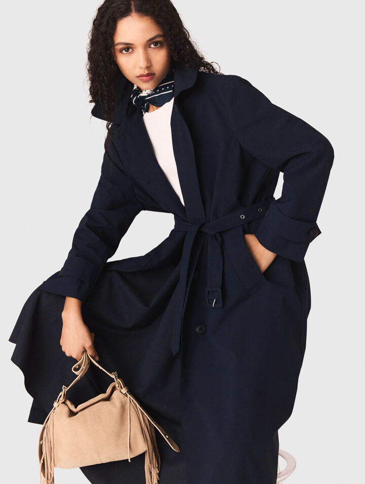 Trench cappuccio strass rimovibile