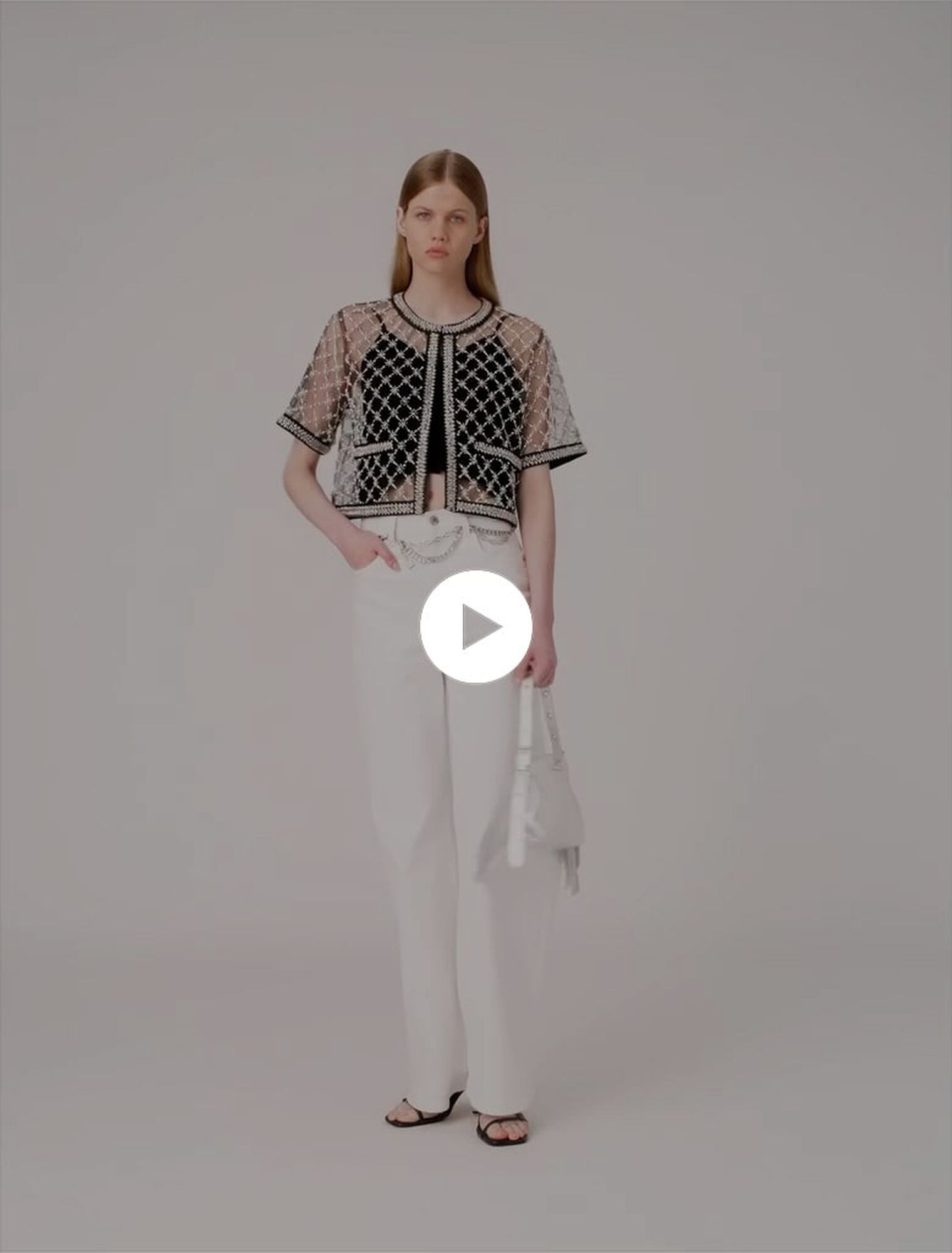 Top in tulle ricamato