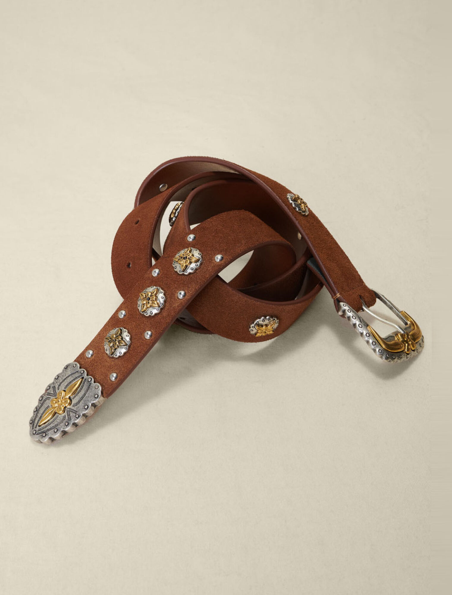 Cintura western in pelle scamosciata
