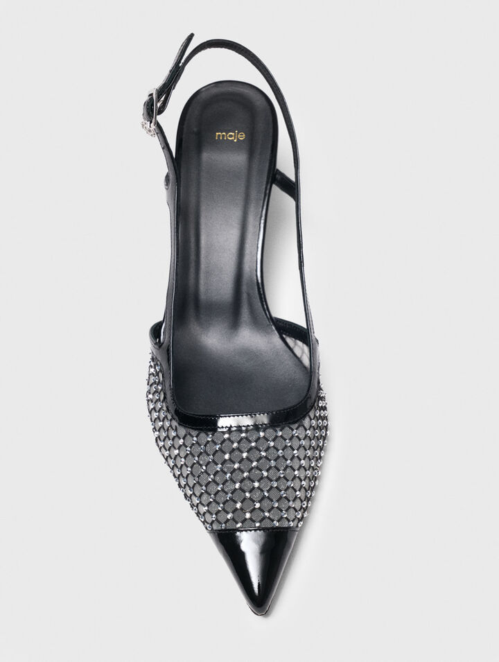 Décolleté in mesh con strass