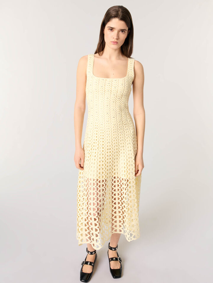 Abito midi in crochet glitterato