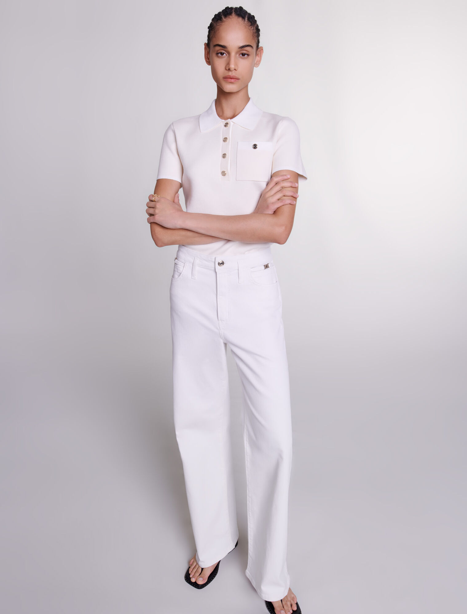 Top in maglia con colletto polo