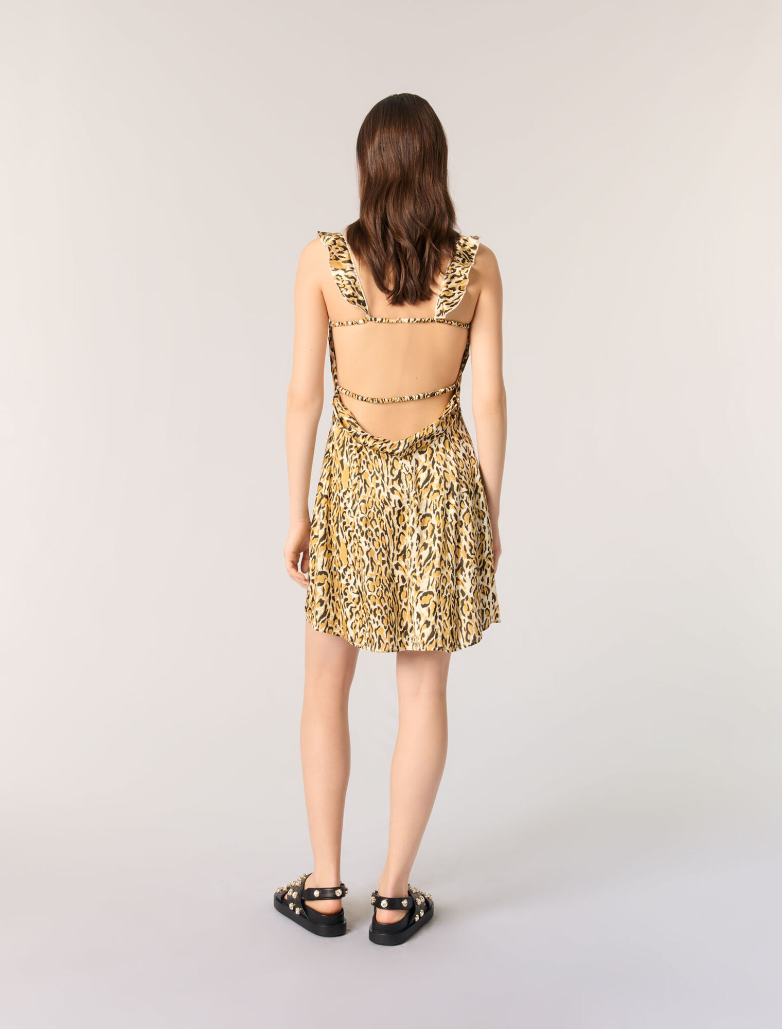 Abito corto con stampa leopardata