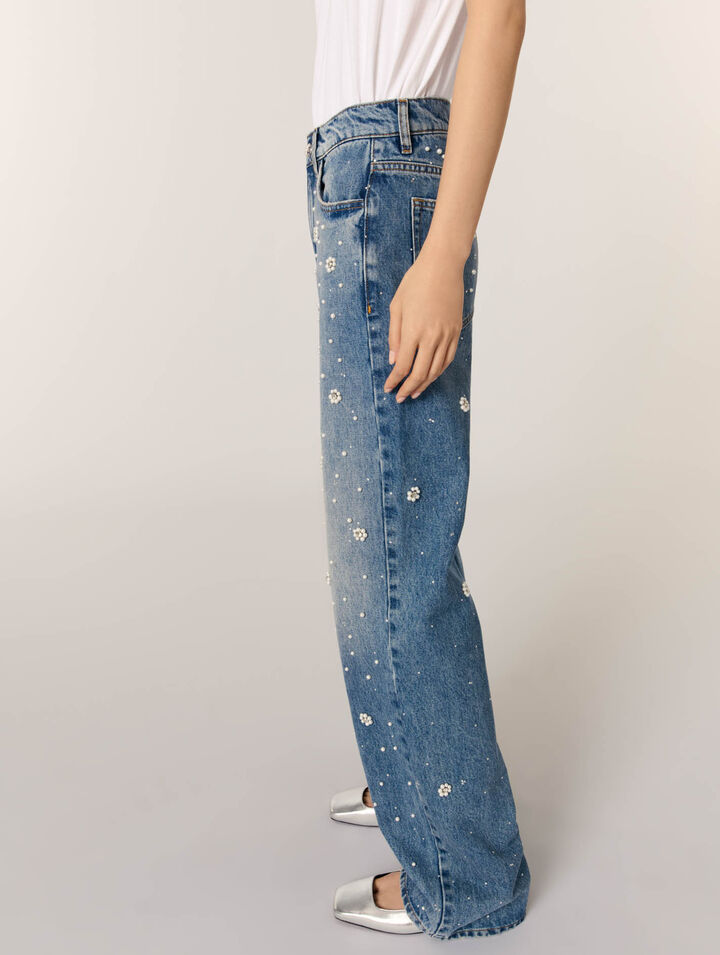 Jeans larghi ricamati