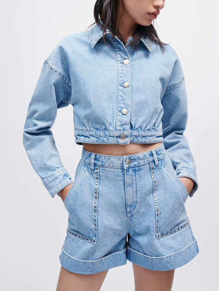Giacca in denim con borchie