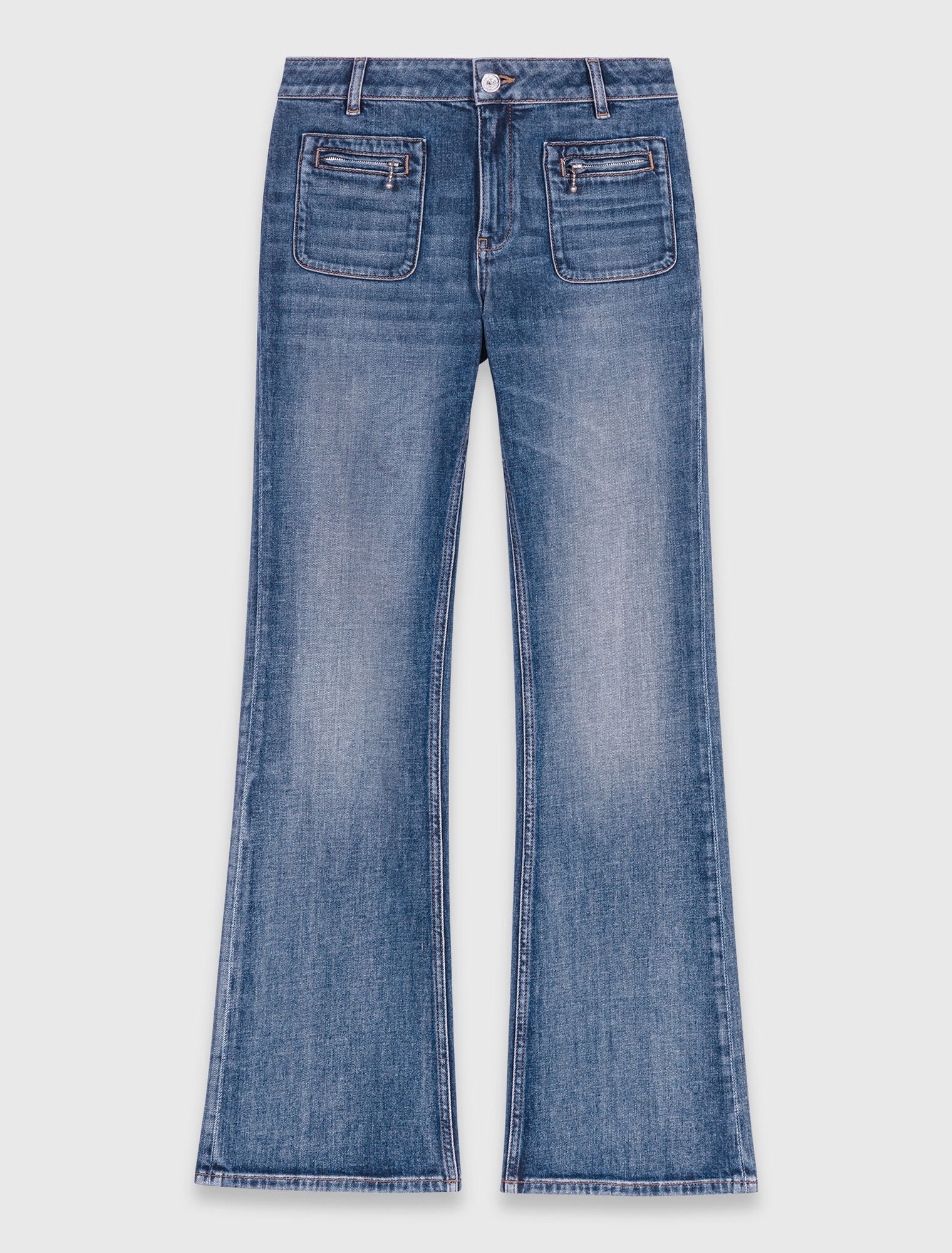 Jeans bootcut con tasche con zip