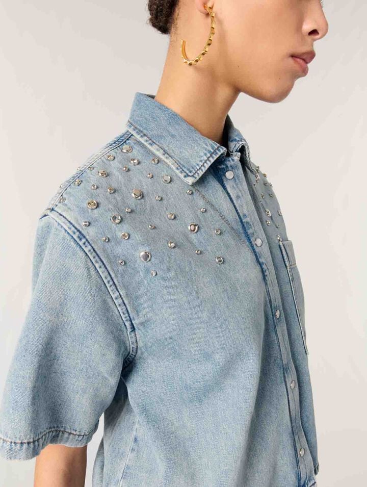 Camicia in denim con borchie