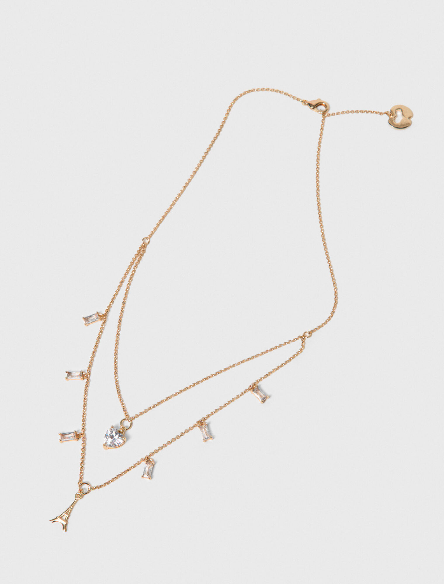 Collana doppia con charm strass