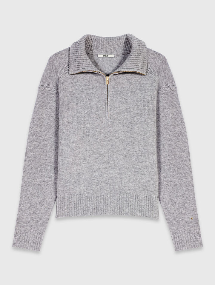 Pullover con collo a zip