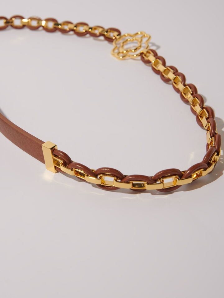 Cintura con maglie in pelle