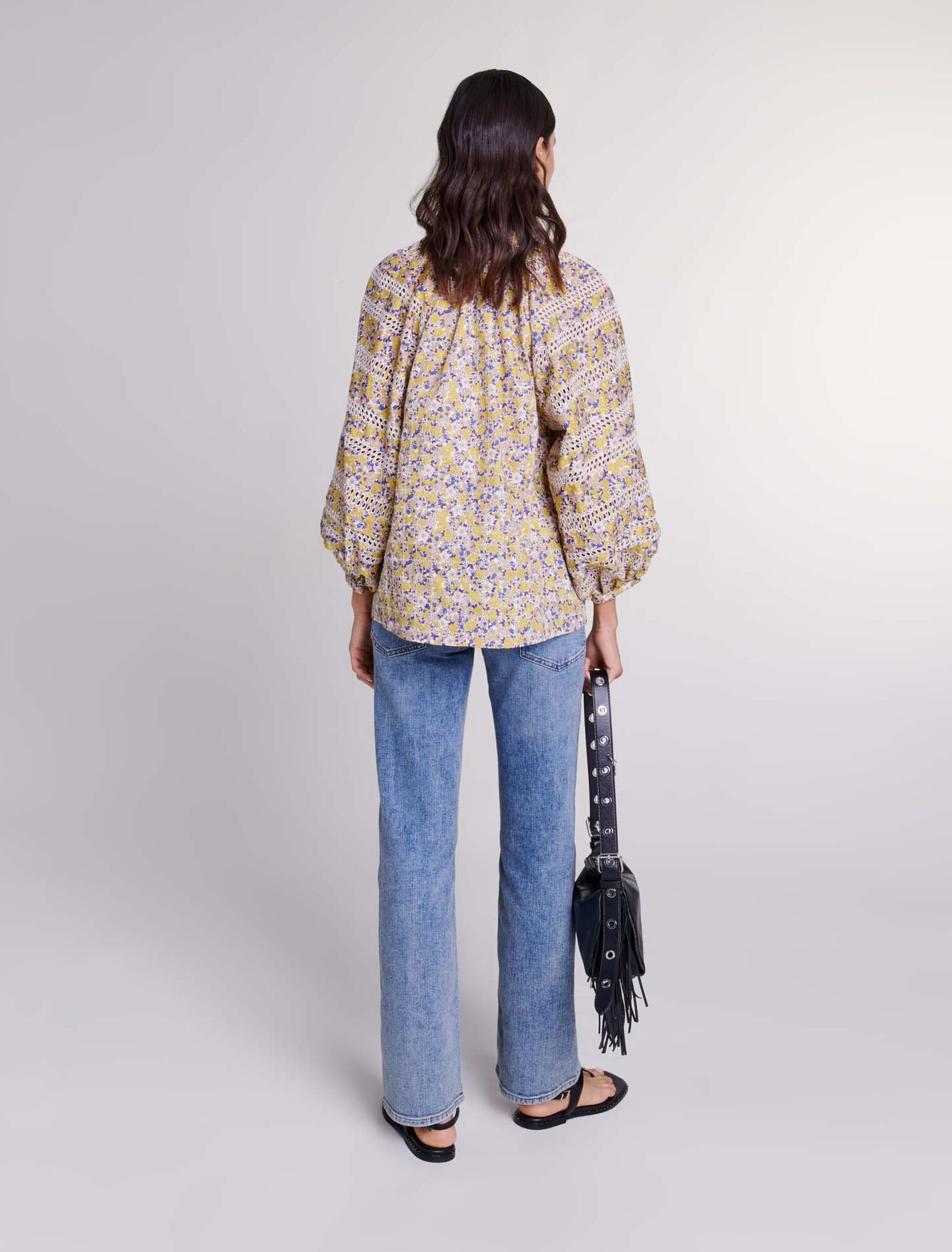 Blusa stampata e ricamata