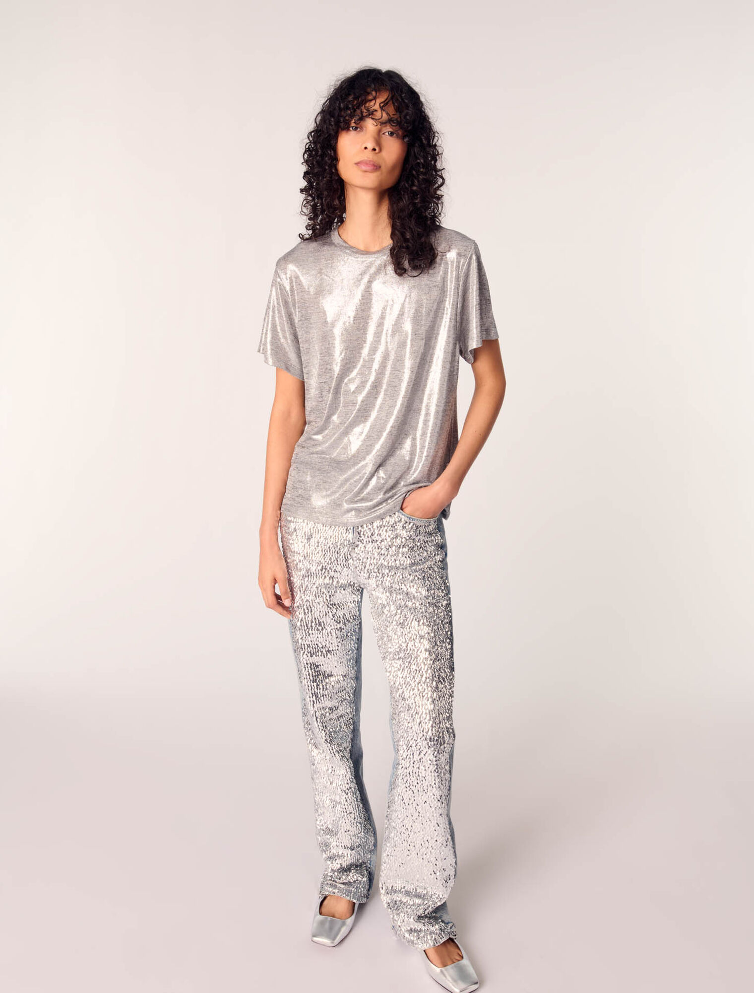 T-shirt in lamé
