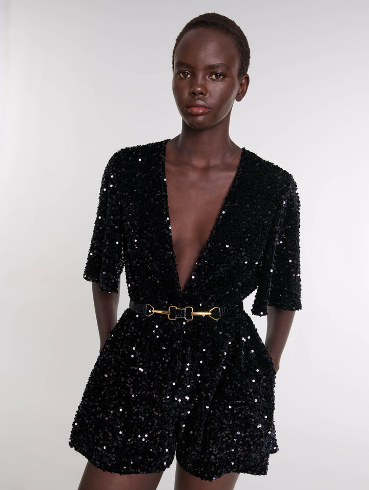 Tutina in velluto e paillettes
