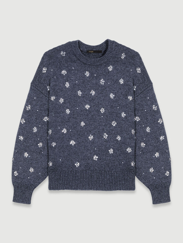 Pullover in maglia a strass