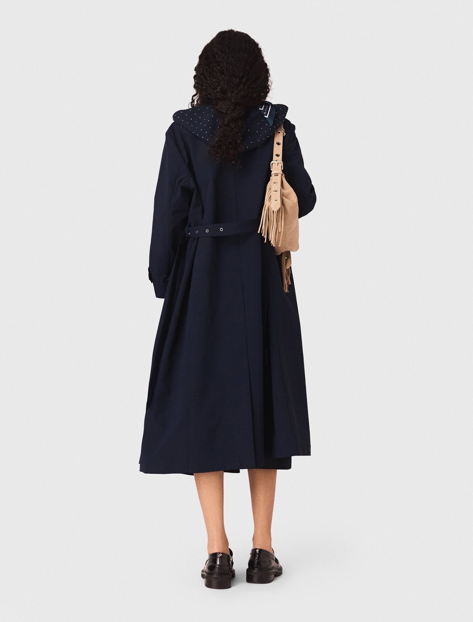 Trench cappuccio strass rimovibile