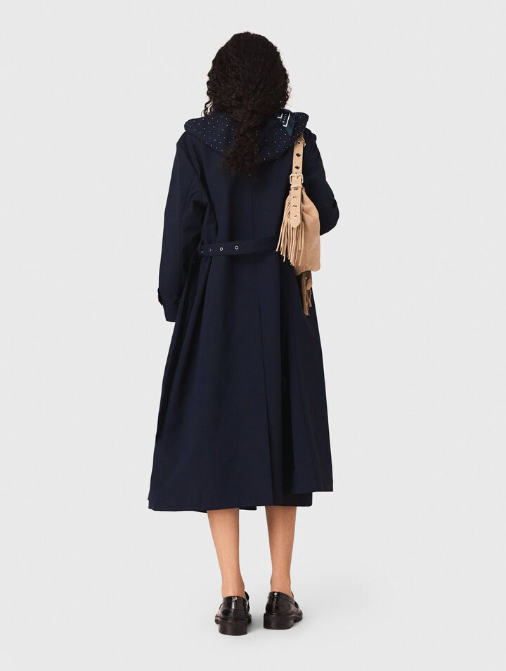 Trench cappuccio strass rimovibile