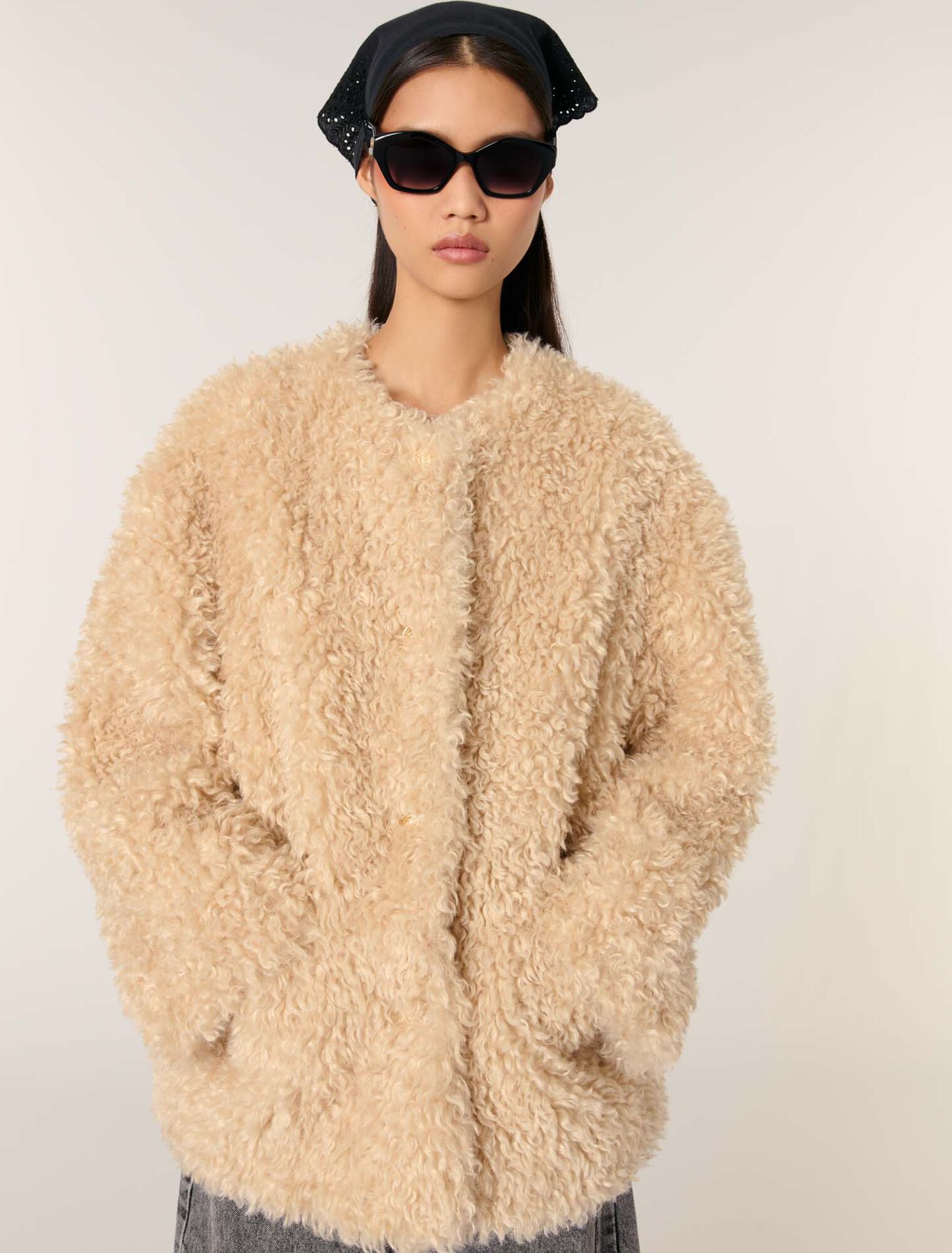 Cappotto corto in ecopelliccia