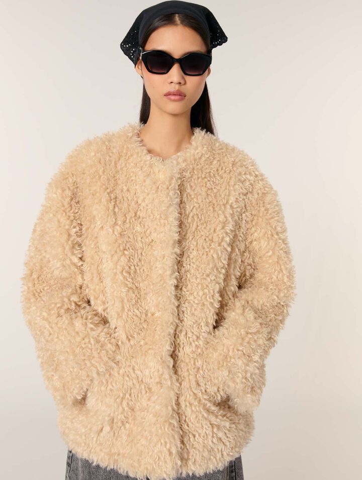 Cappotto corto in ecopelliccia