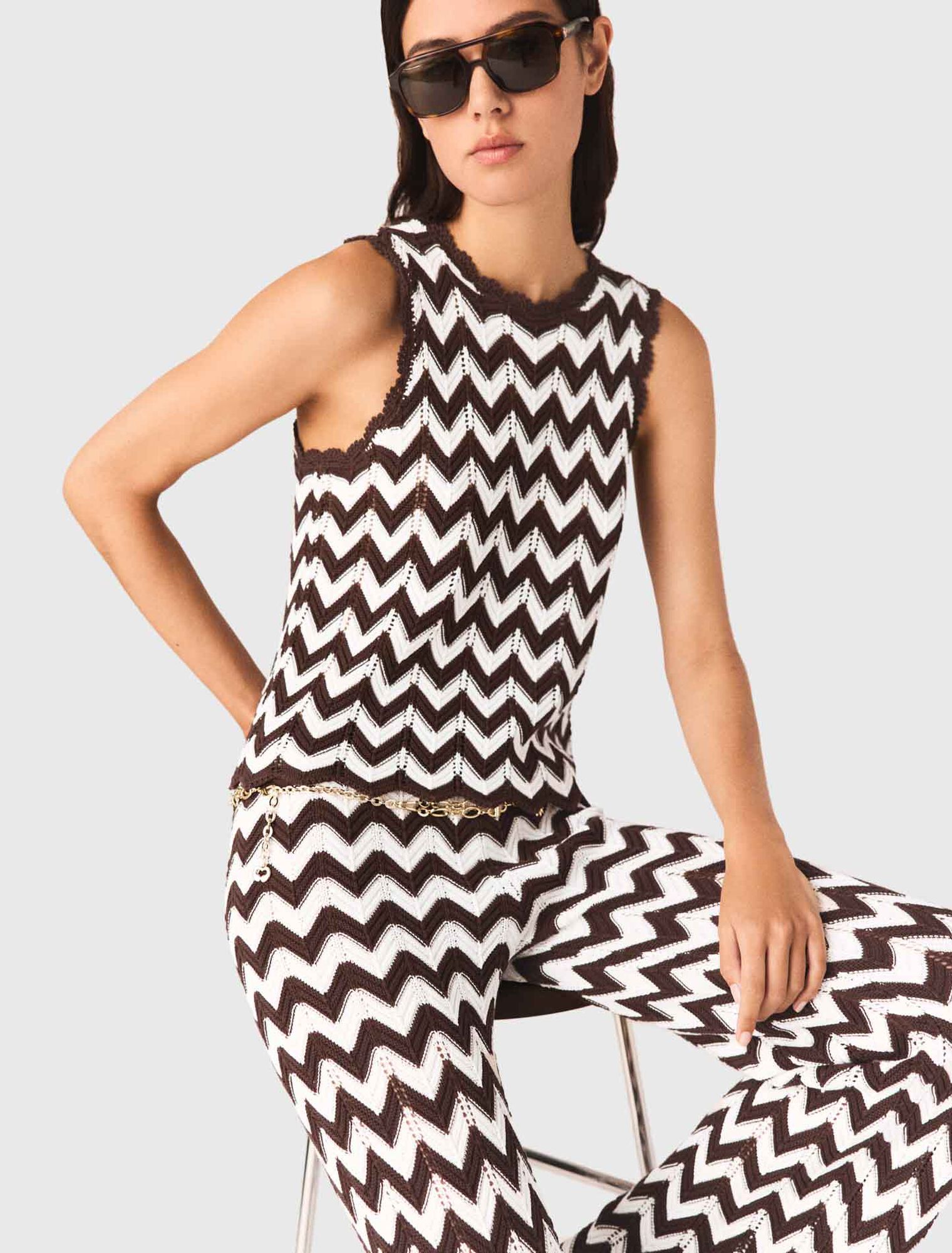 Top in crochet motivo zigzag