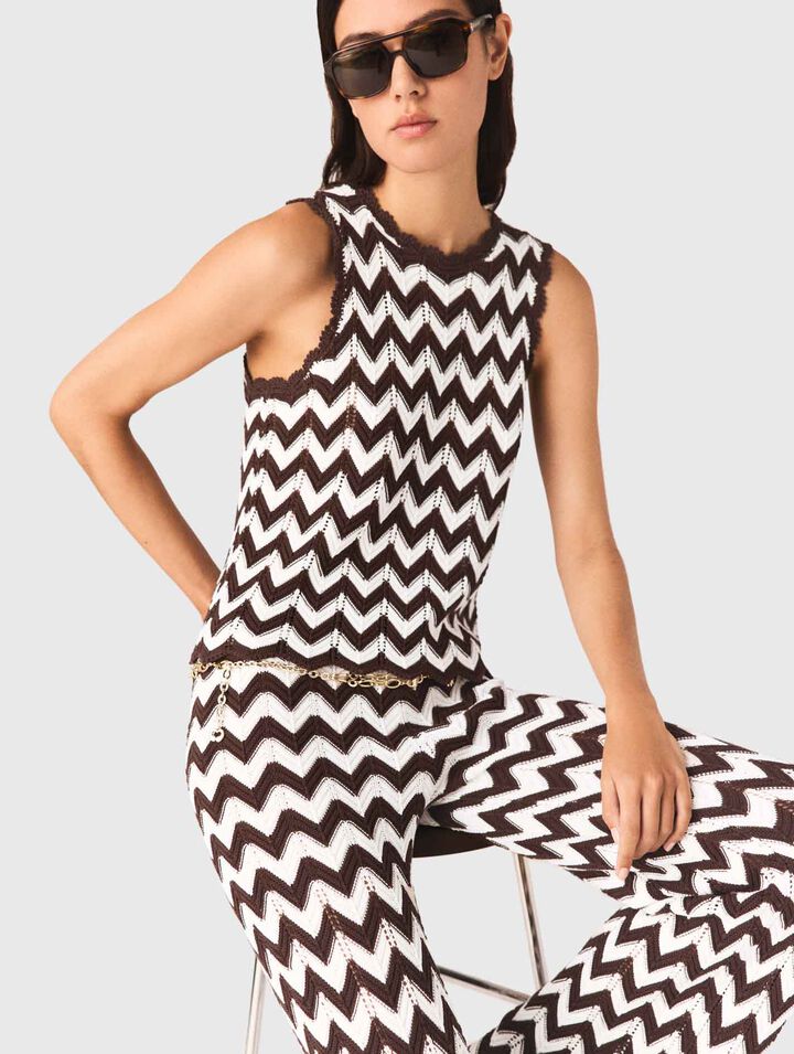 Top in crochet motivo zigzag