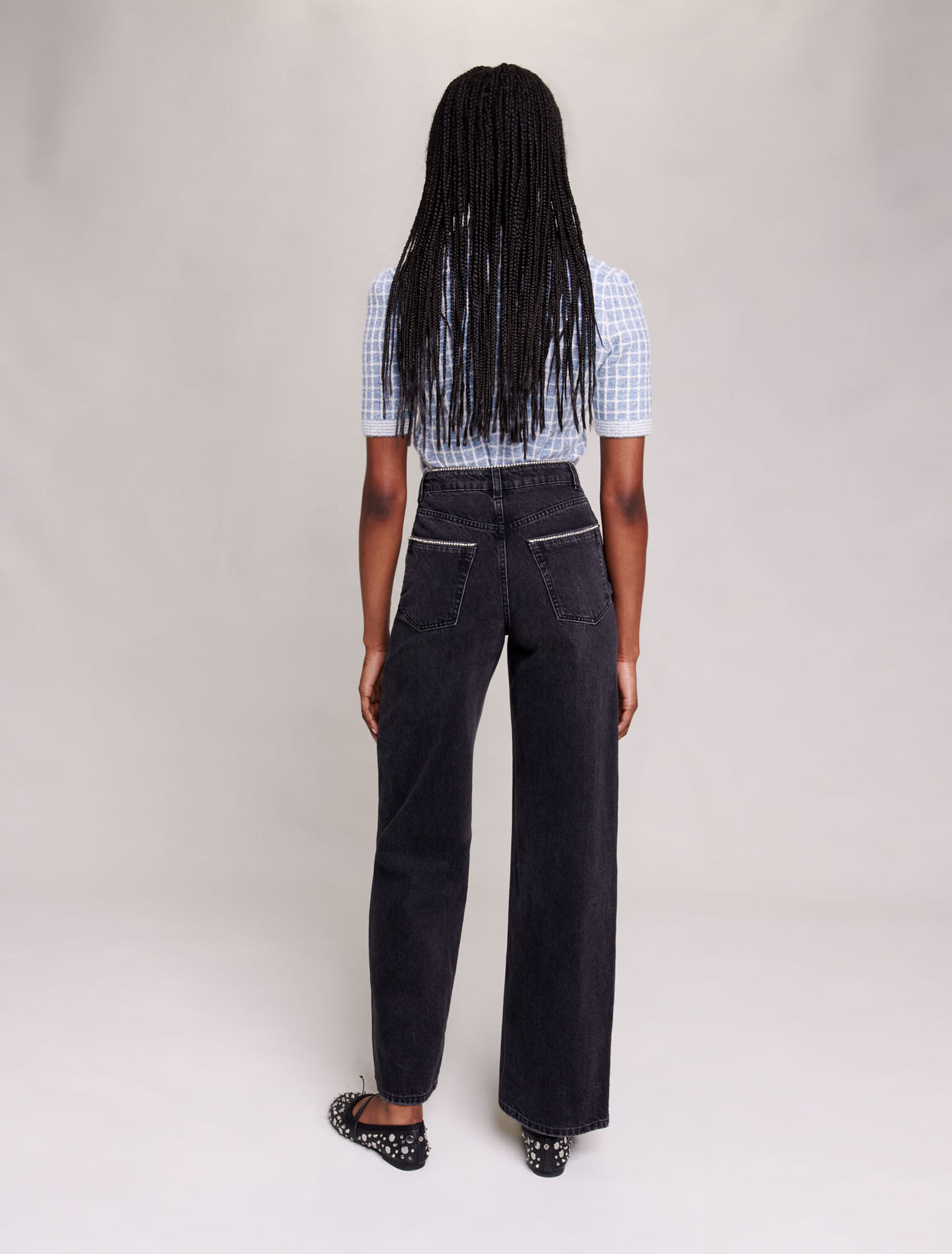 Jeans larghi con strass