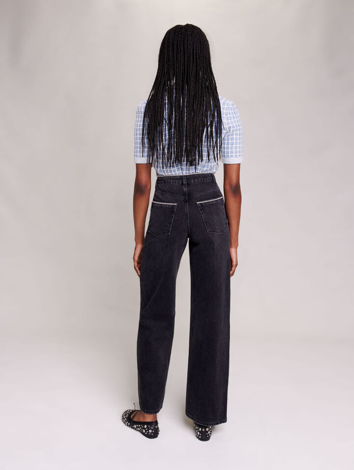 Jeans larghi con strass