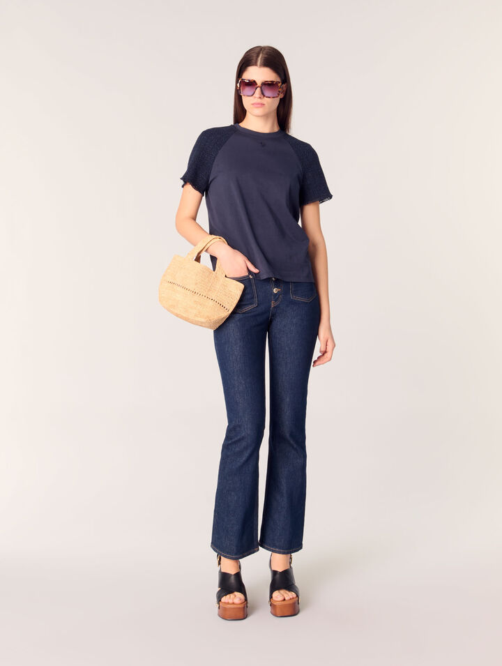 T-shirt con maniche in tweed