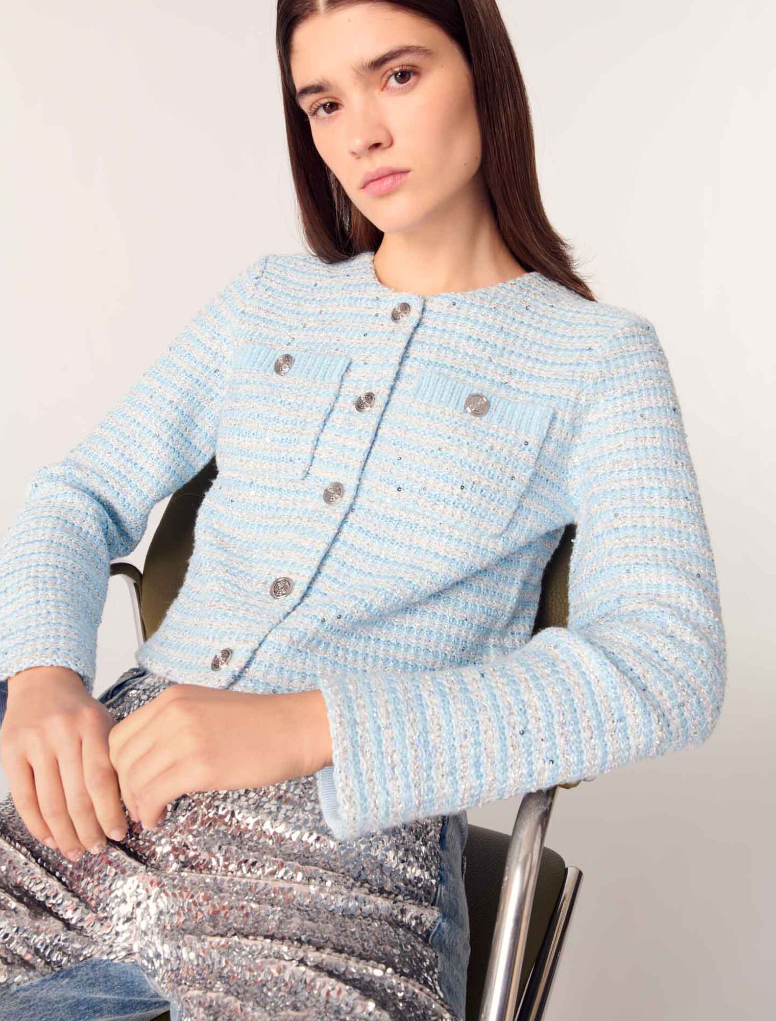 Cardigan con lustrini