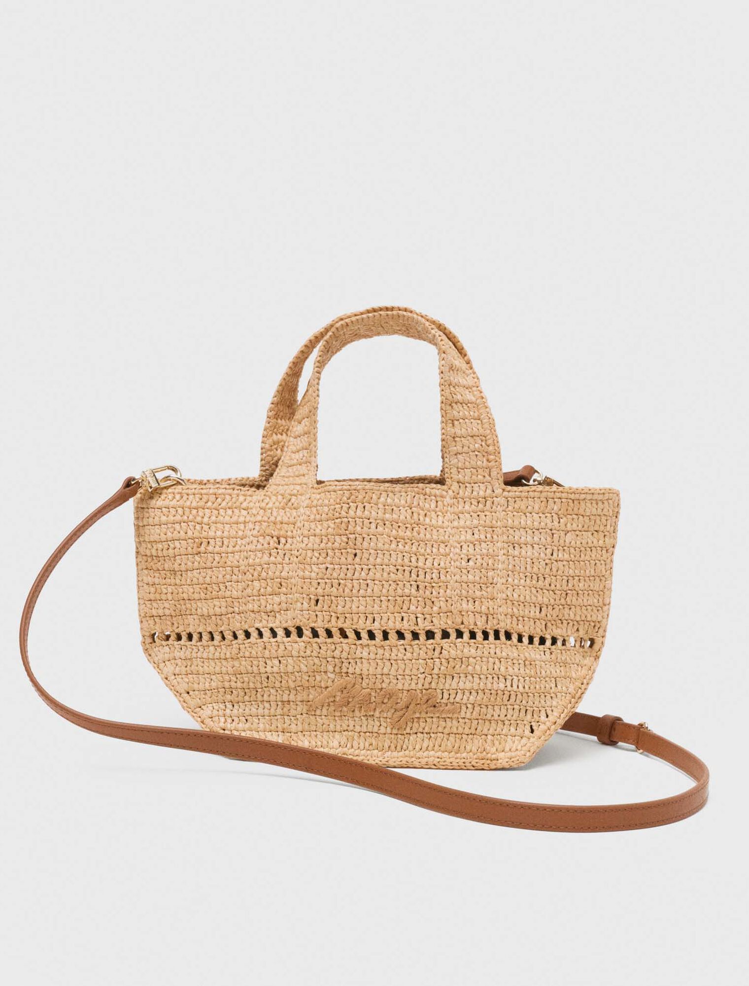 Mini shopping bag in rafia naturale