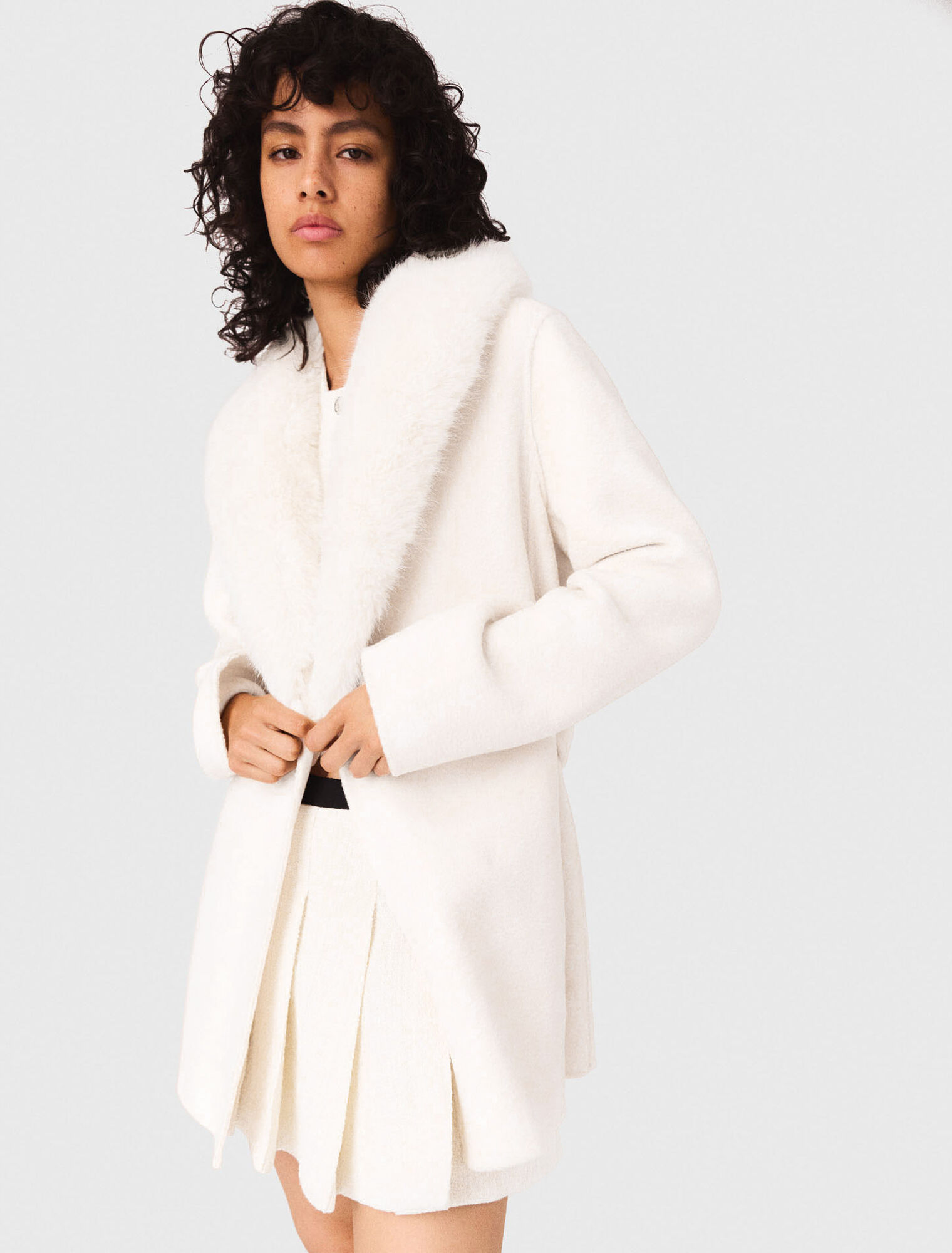 Cappotto lungo in ecopelliccia