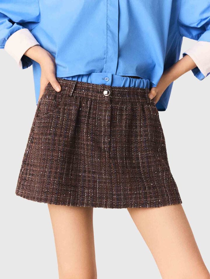 Shorts in tweed con fascia elastica