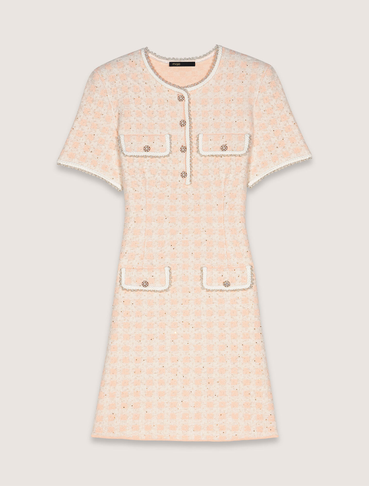 Abito corto in maglia effetto tweed