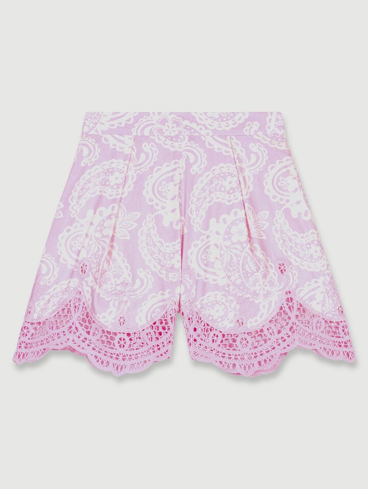 Shorts con stampa in lino