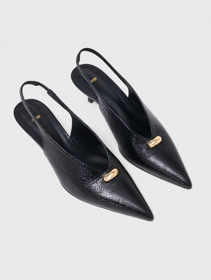 Slingback a punta pelle goffrata