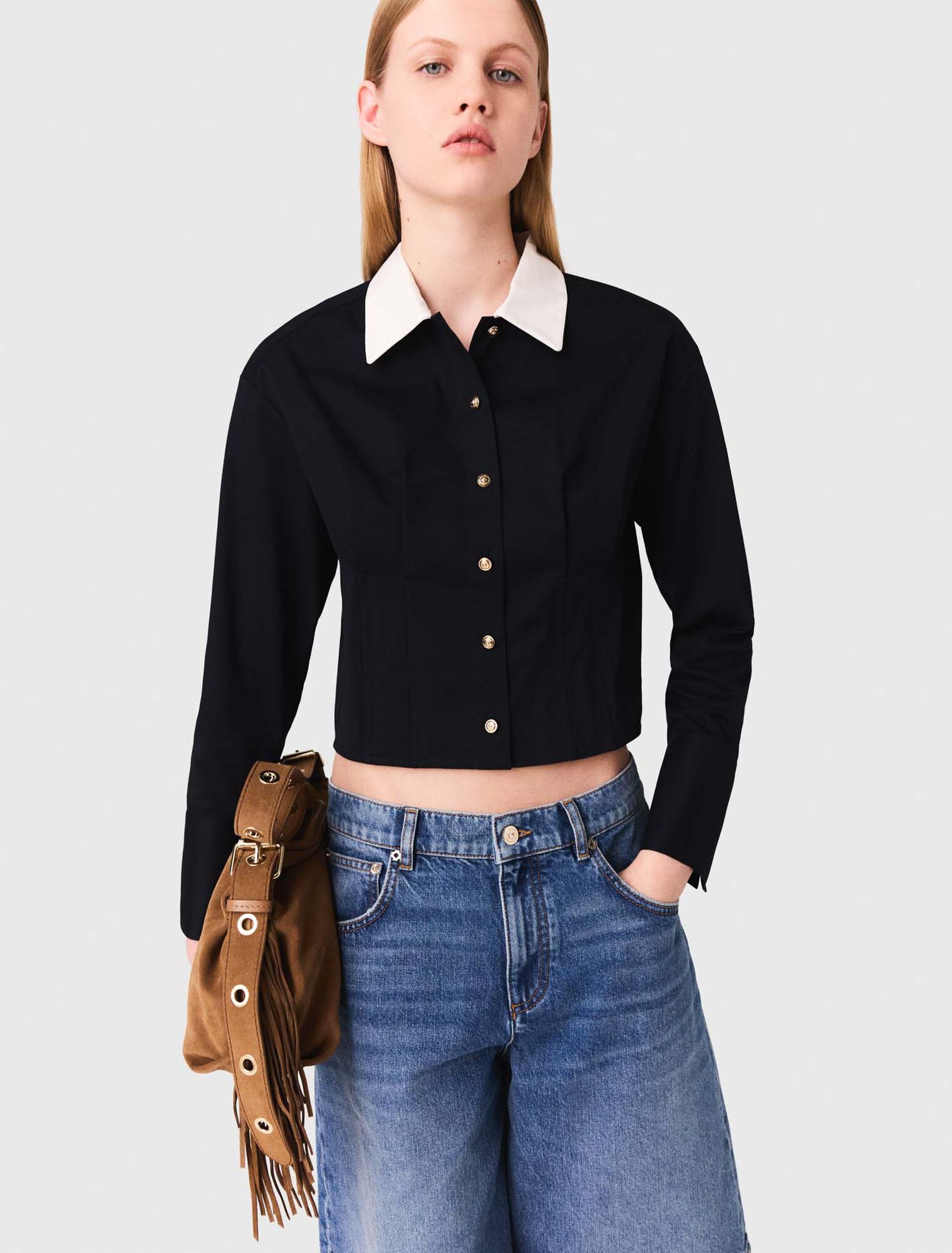Camicia corta in popeline