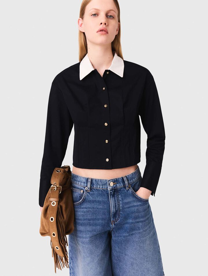 Camicia corta in popeline