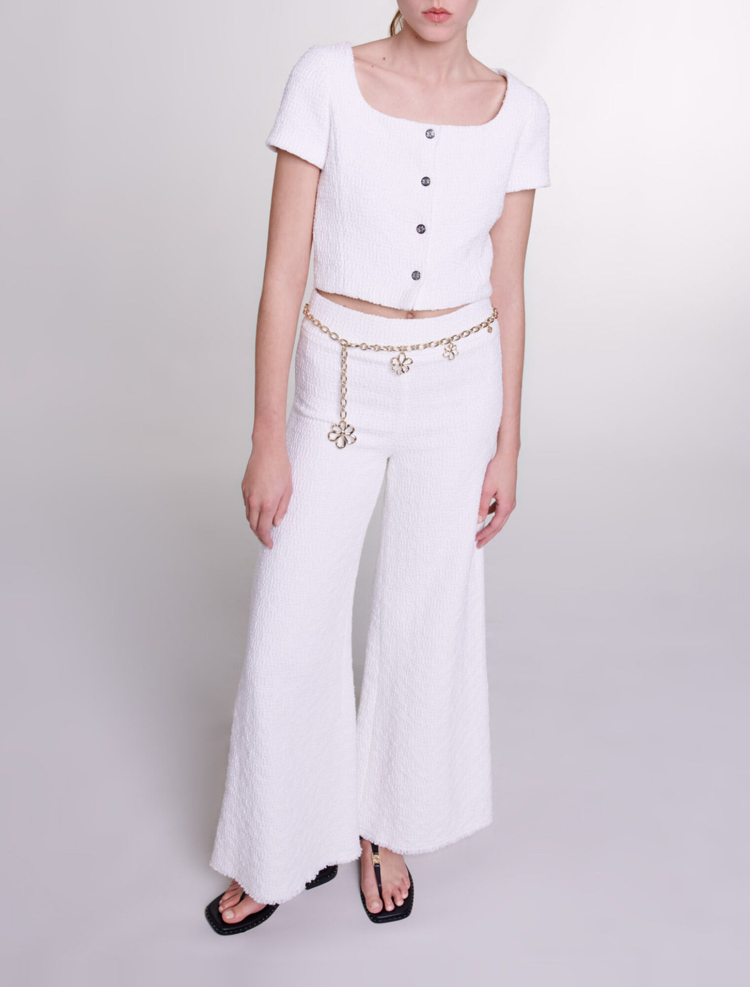 Pantaloni larghi in tweed