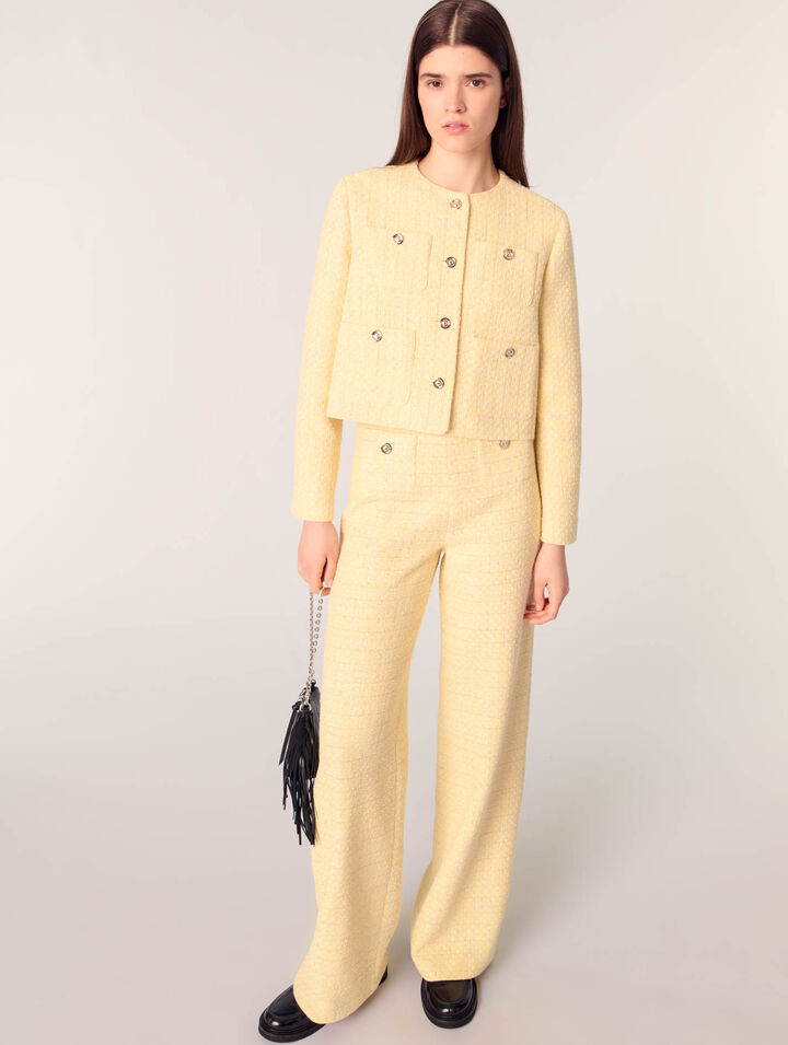 Pantaloni dritti in tweed e lurex