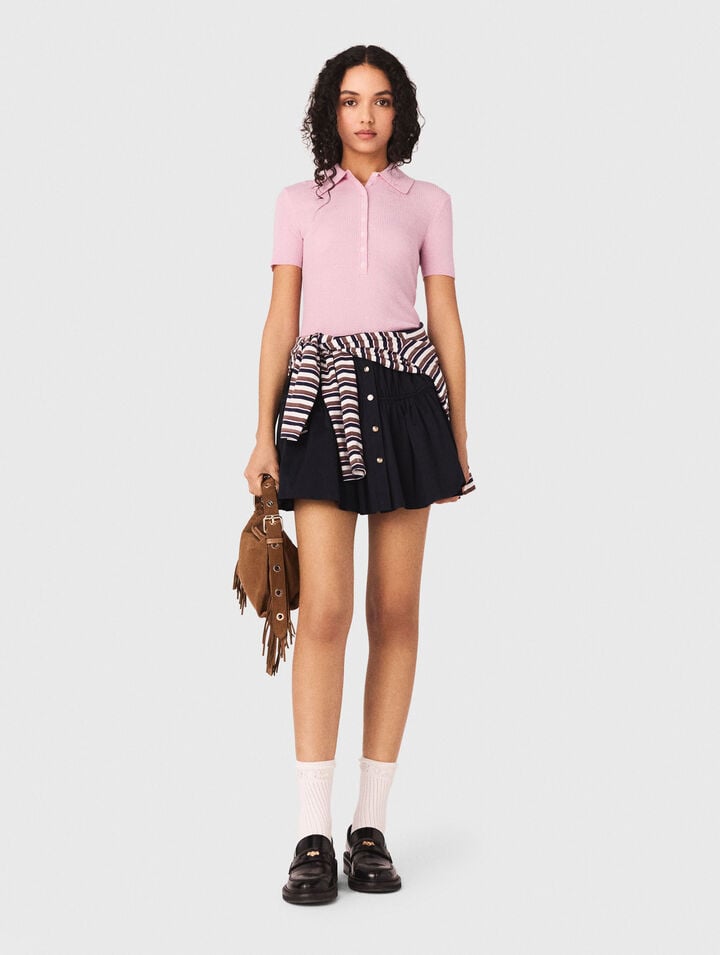 Pullover a coste collo polo