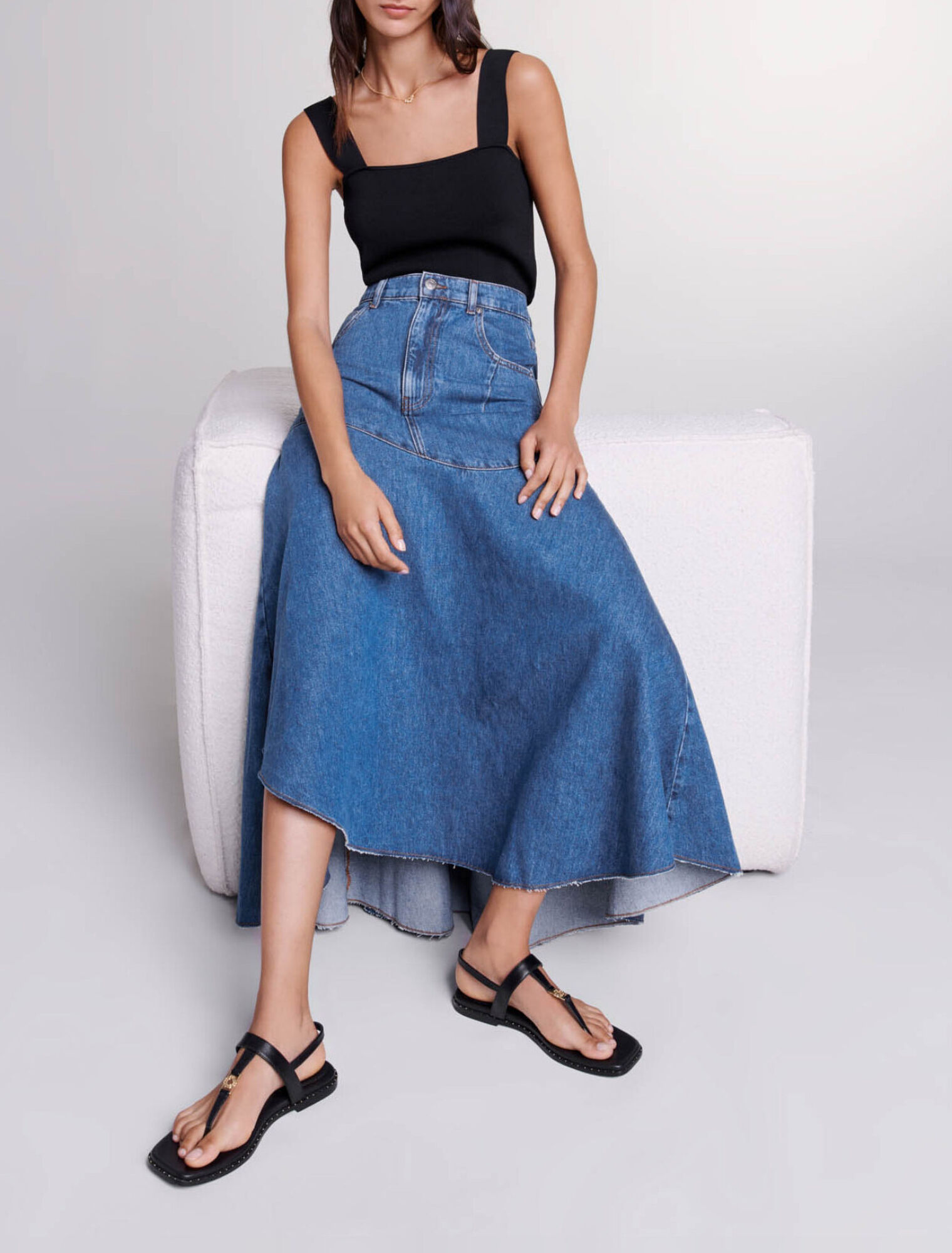 Gonna asimmetrica in denim