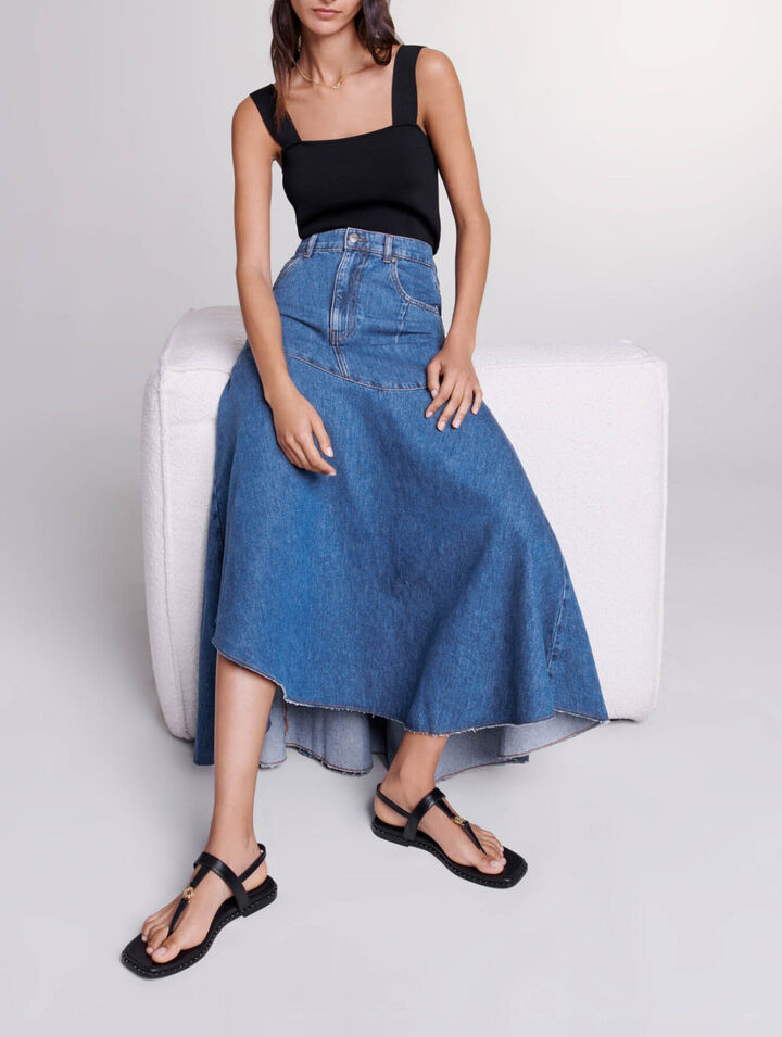 Gonna asimmetrica in denim