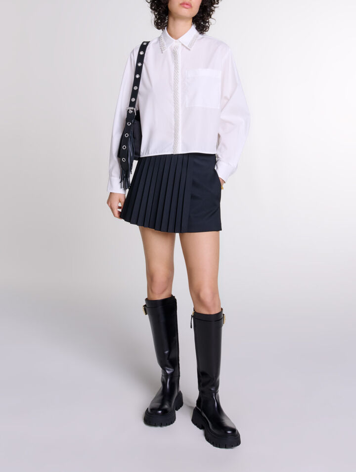 Camicia corta decorata con perline