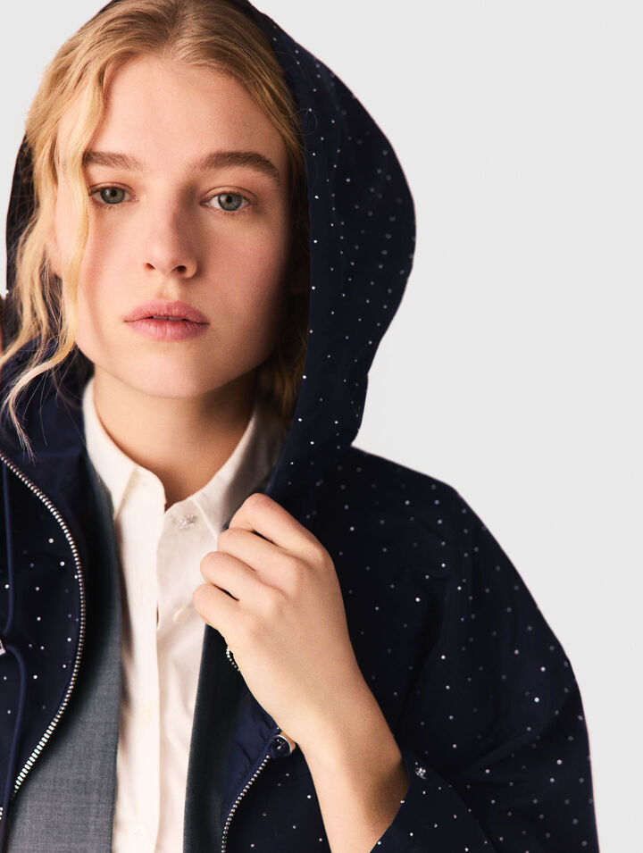 Antivento con glitter e cappuccio