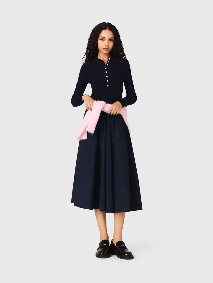 Pullover a coste collo polo